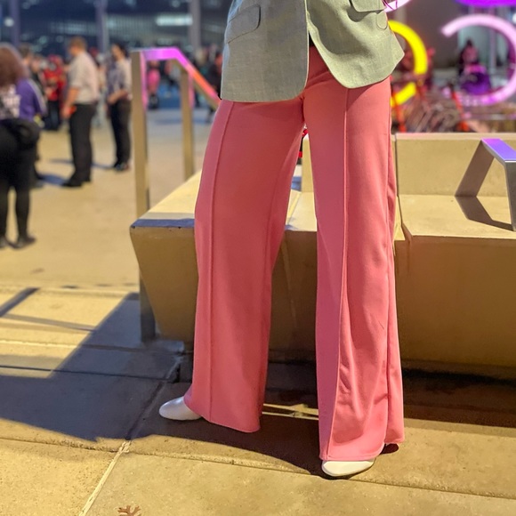 Pink Spandex/Polyester Flare Pants - Picture 4 of 4